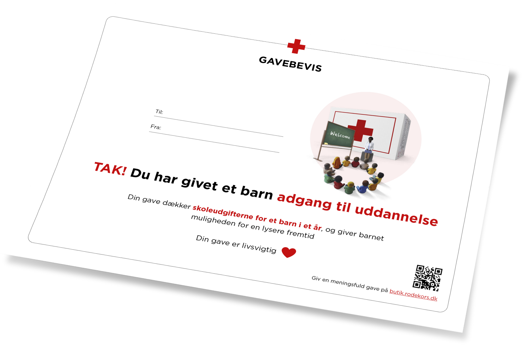 Gavebevis uddannelse - Røde Kors donation