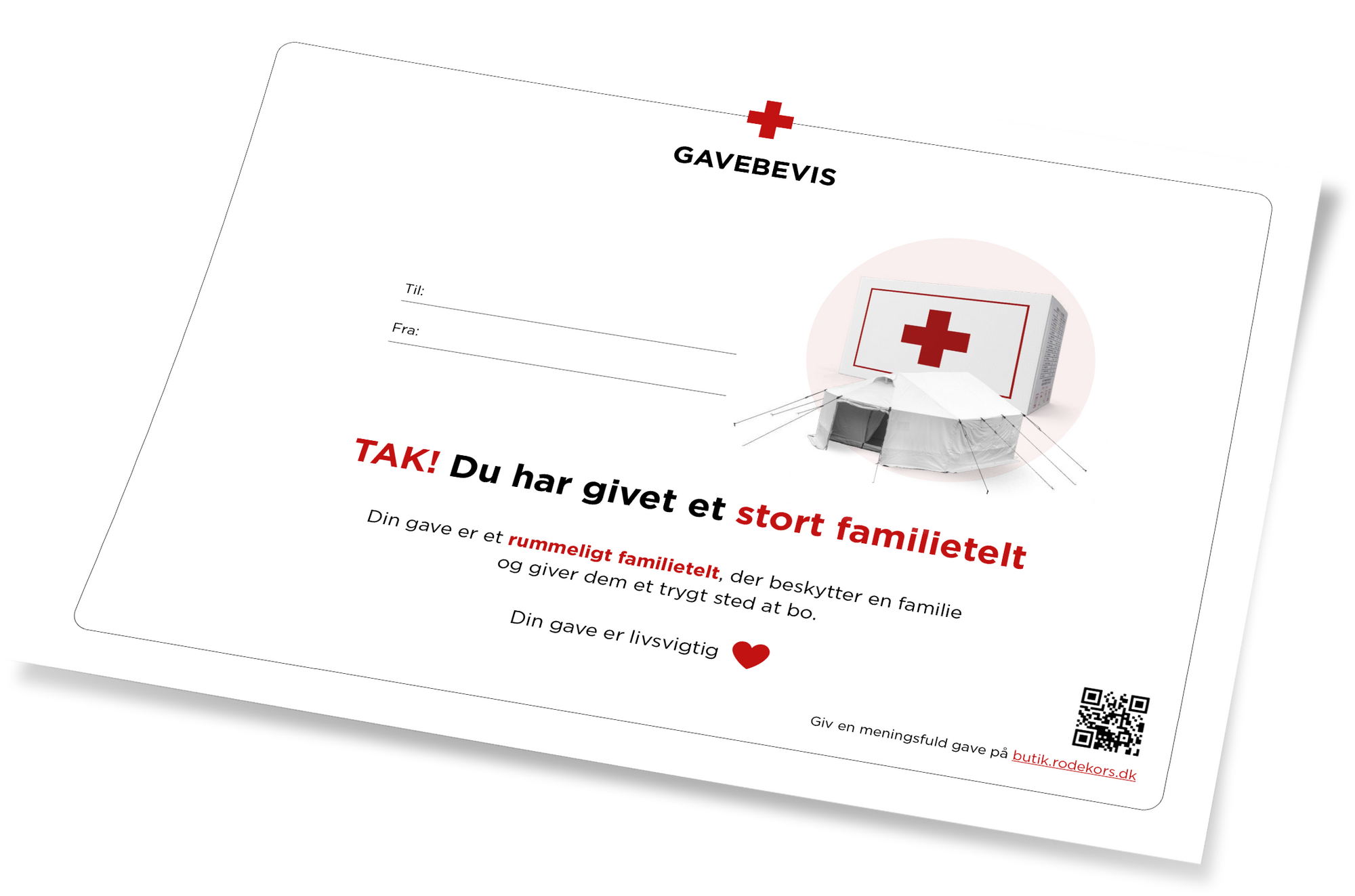 Gavebevis med et stort familietelt