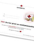Et gavebevis med en fødevarepakke - Røde Kors