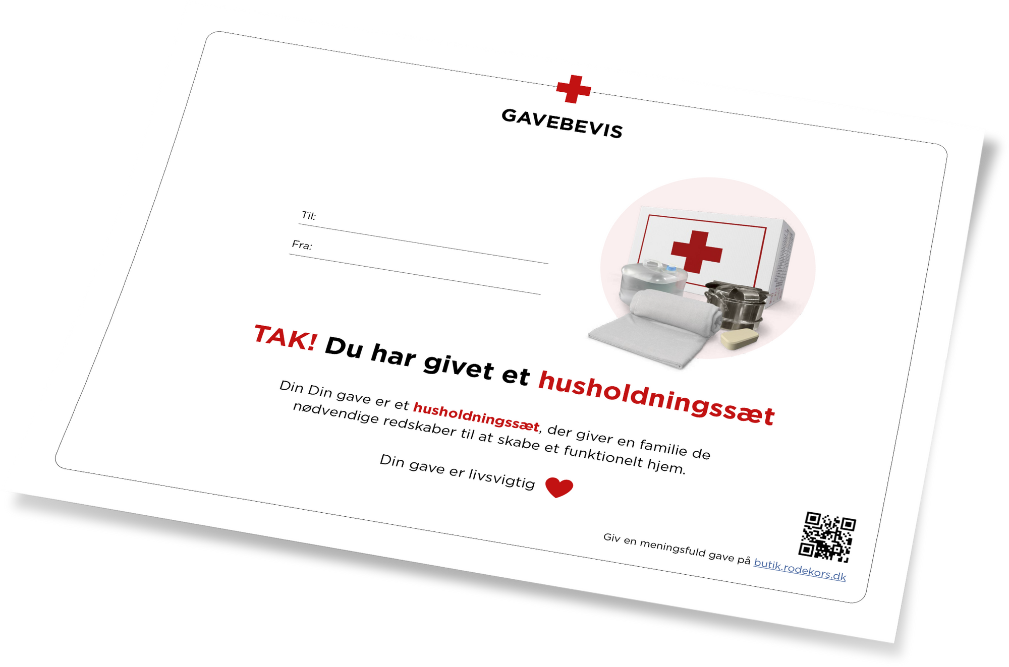 Et husholdningssæt til en familie - gavebevis