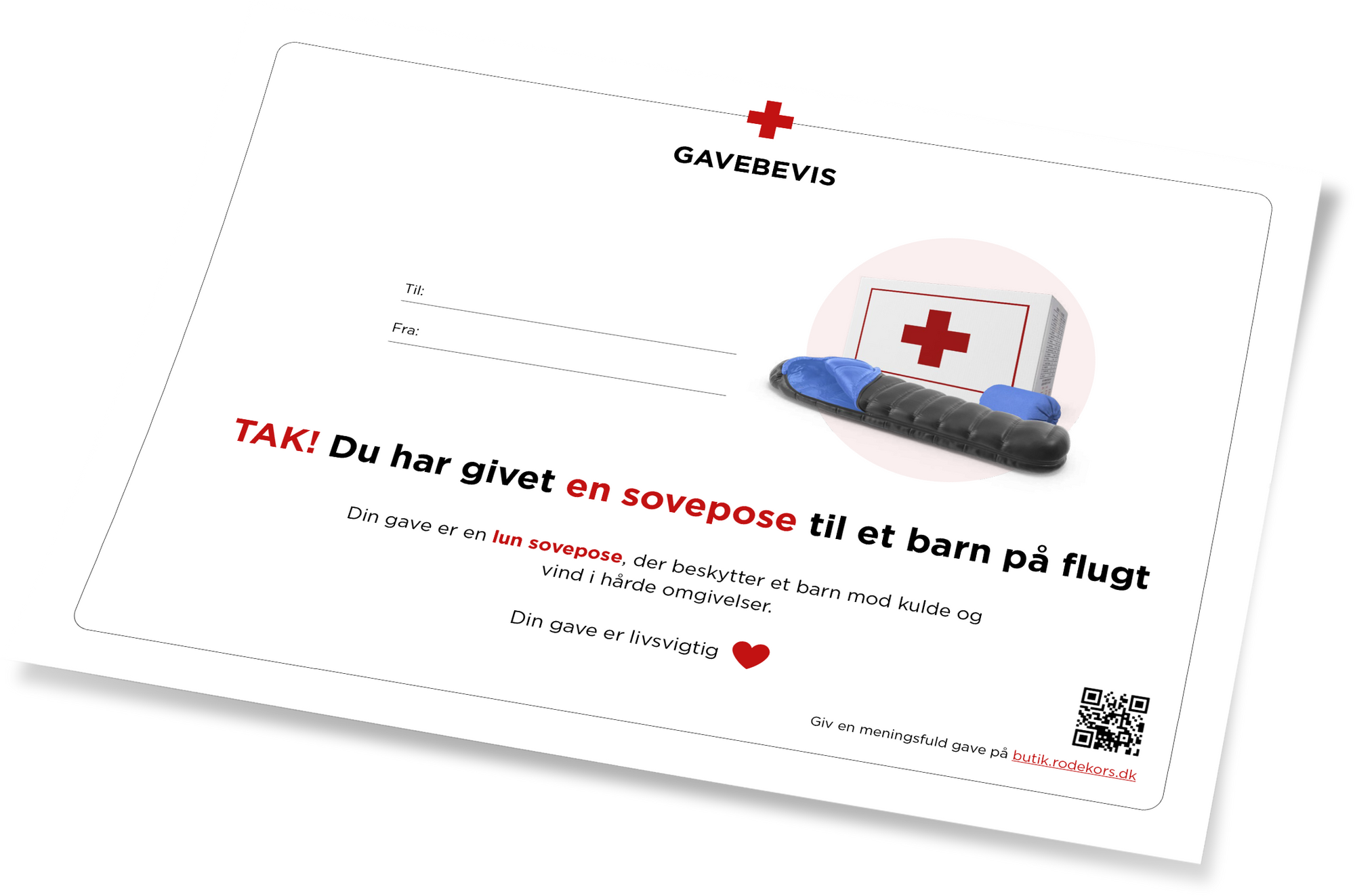 Røde Kors donation - sovepose til et barn