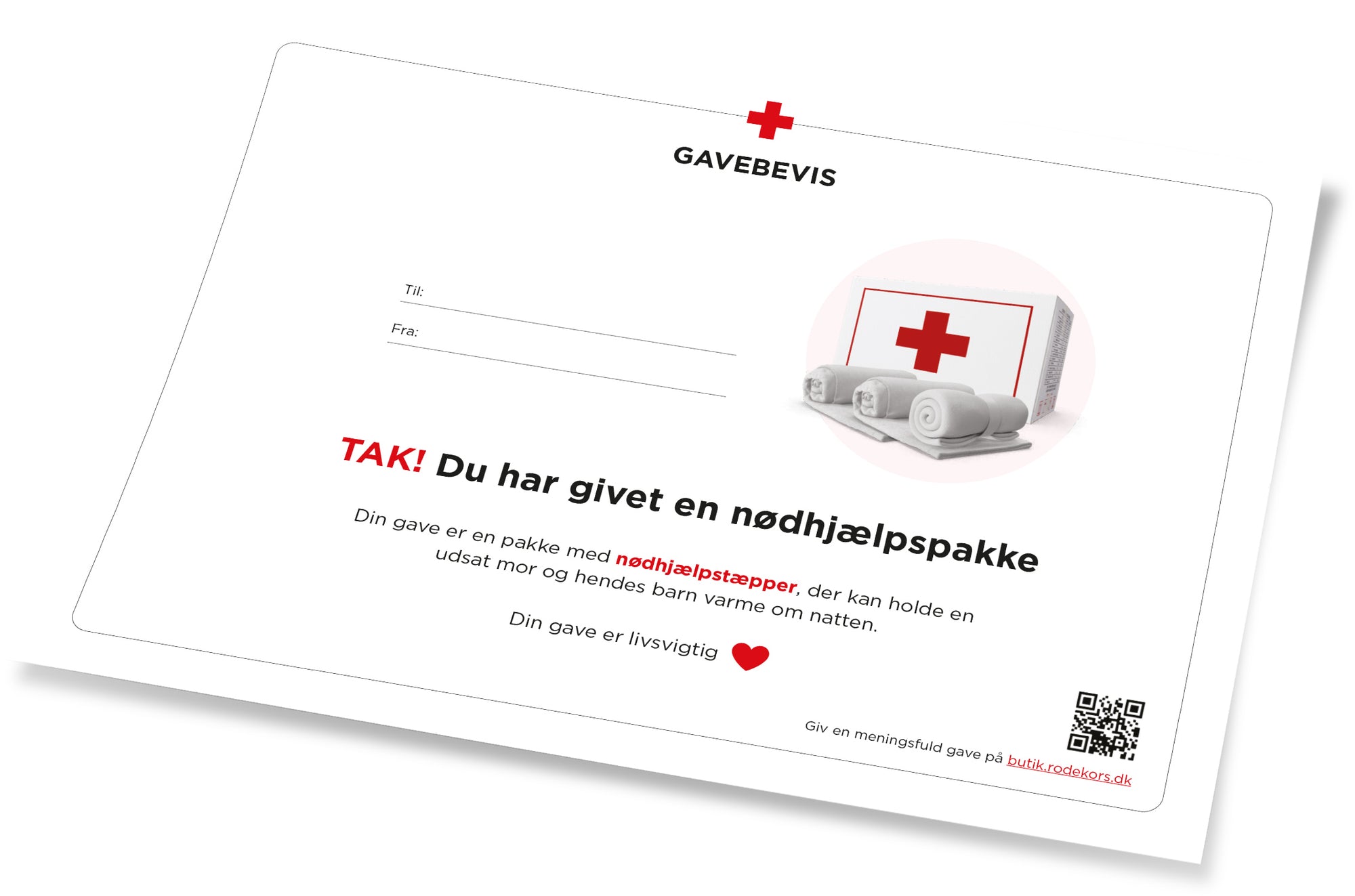 Røde Kors - Nødhjælpstæpper som gavebevis