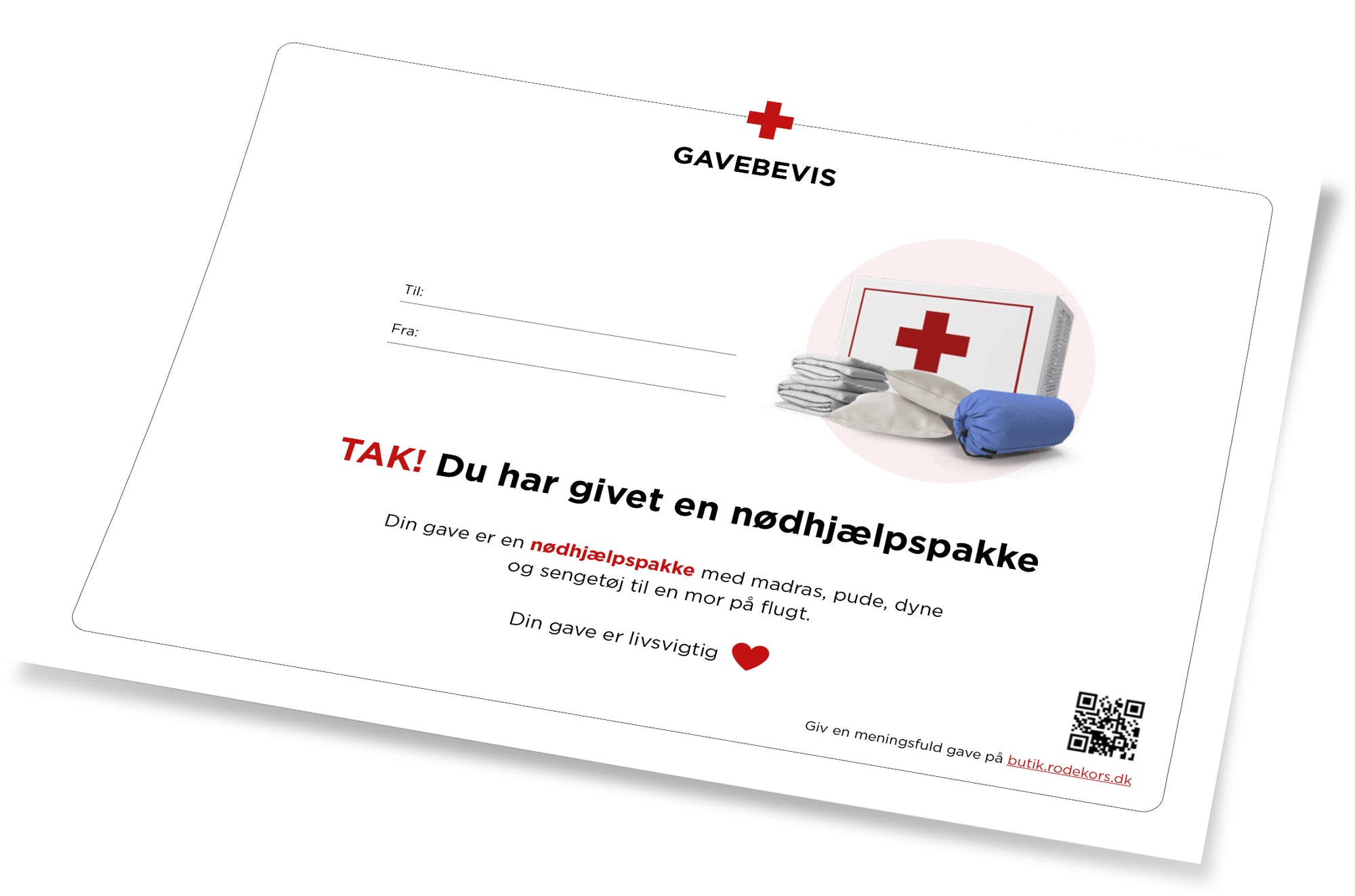 En nødhjælpspakke som gavebevis