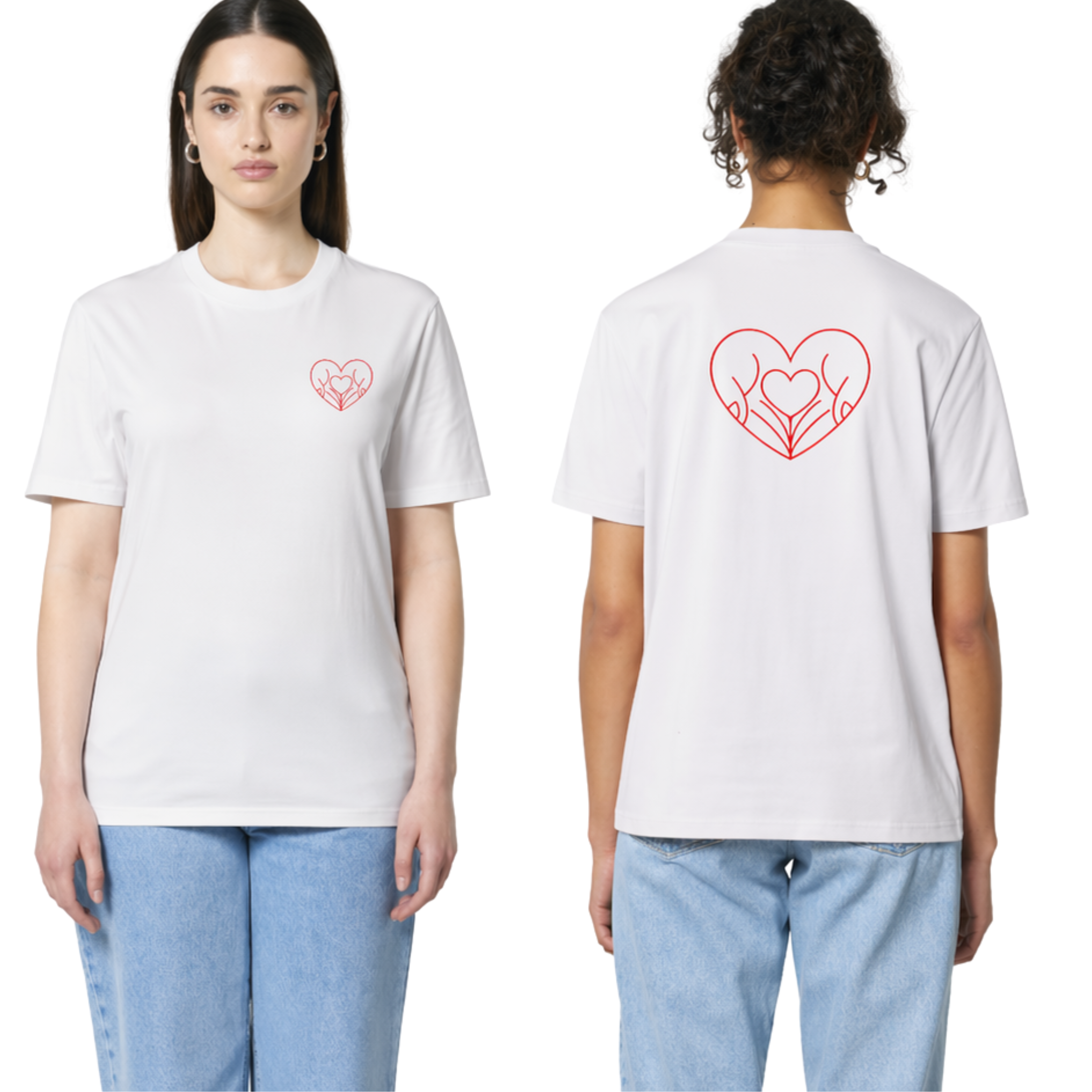 T-shirt med hjerte – Hvid | Støt Røde Kors – Røde Kors Butik